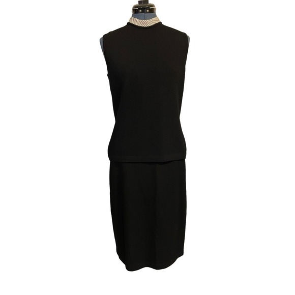 St John Collection 3 Piece Black White Trim Jacket S Sleeveless Top M Skirt 10 - Picture 6 of 10